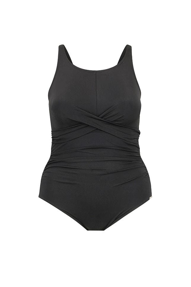 Ghost mannequin black high neck one piece