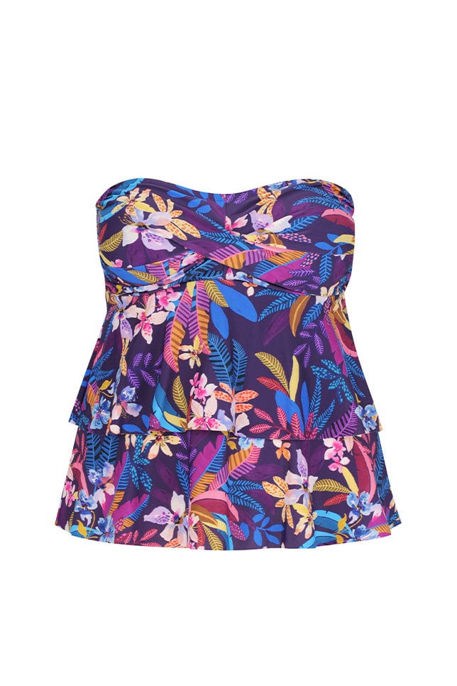 ghost mannequin navy floral double tier tankini top