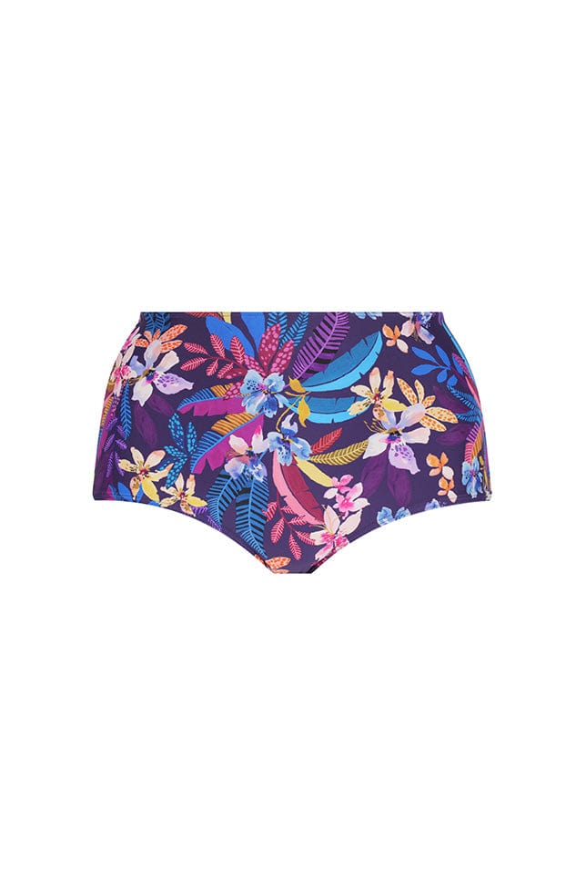 ghost mannequin navy tropical print high waisted swim bottoms