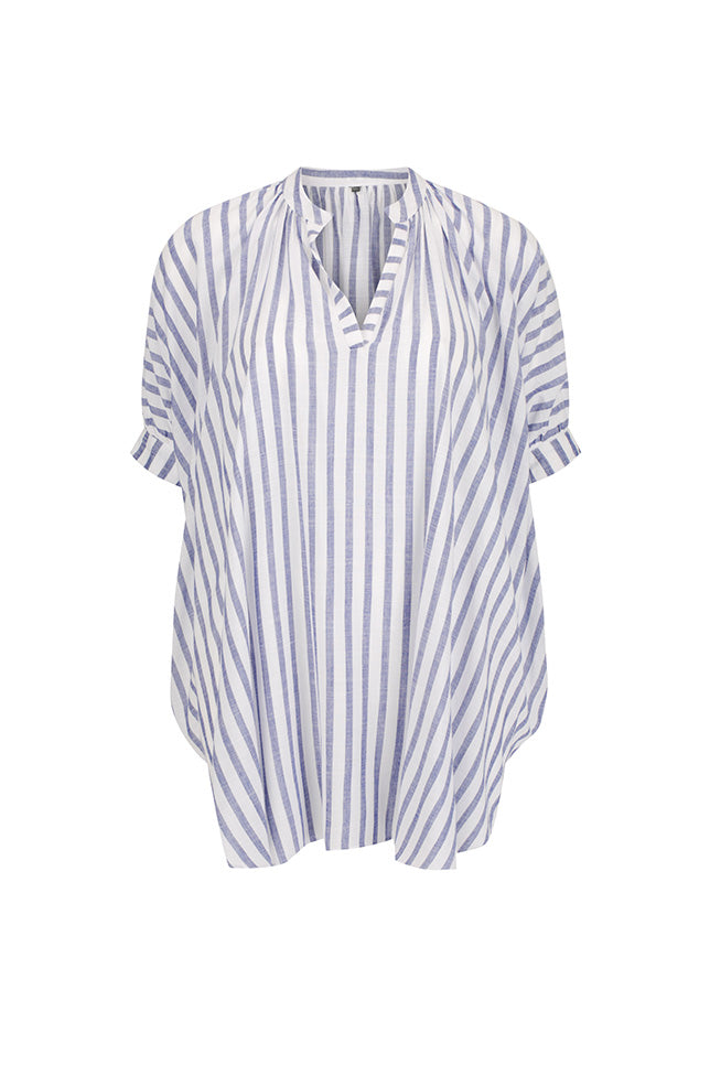 Ghost mannequin navy and white striped cover up