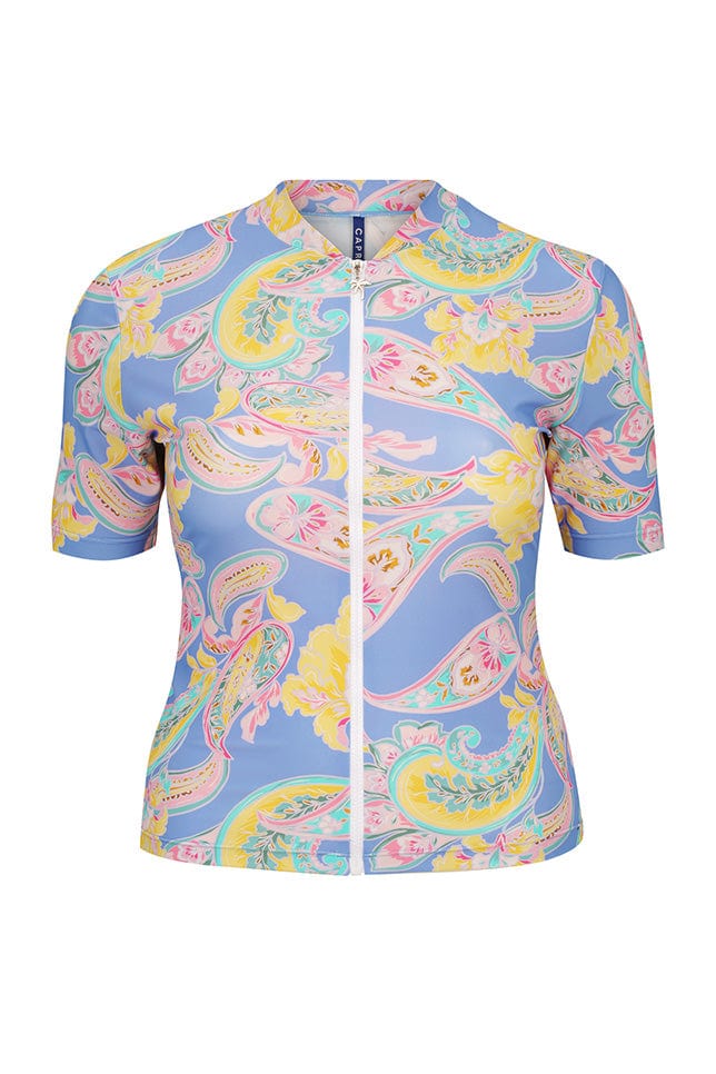 Ghost mannequin pastel paisley short sleeve rash vest