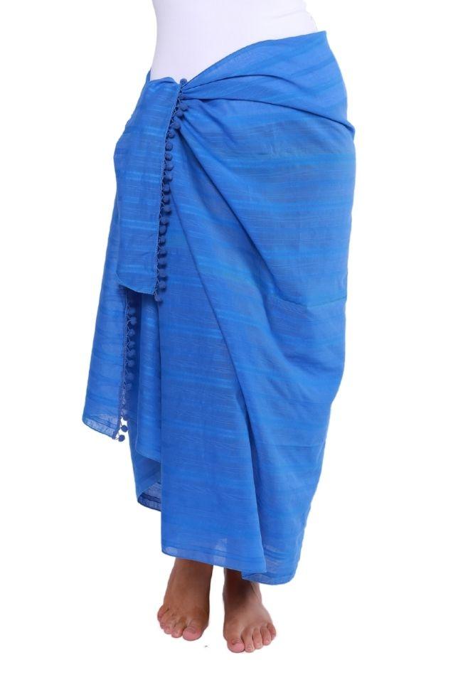 cotton long sarong blue